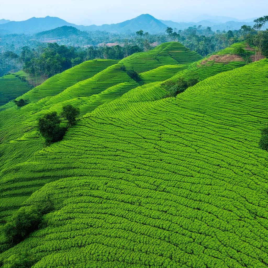 Tea hills in Moc Chau